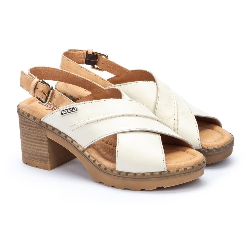 Women's Pikolinos CANARIAS Heels Sandals White | NZ VAQ9270